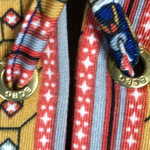 BCBGMaxAzria Retro-inspired boho print lace front collared top - Picture 11 of 15